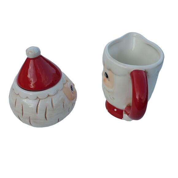 Johanna Parker Transpac Christmas Santa Creamer Sugar Set Retro Nostalgic Gift - Picture 7 of 11